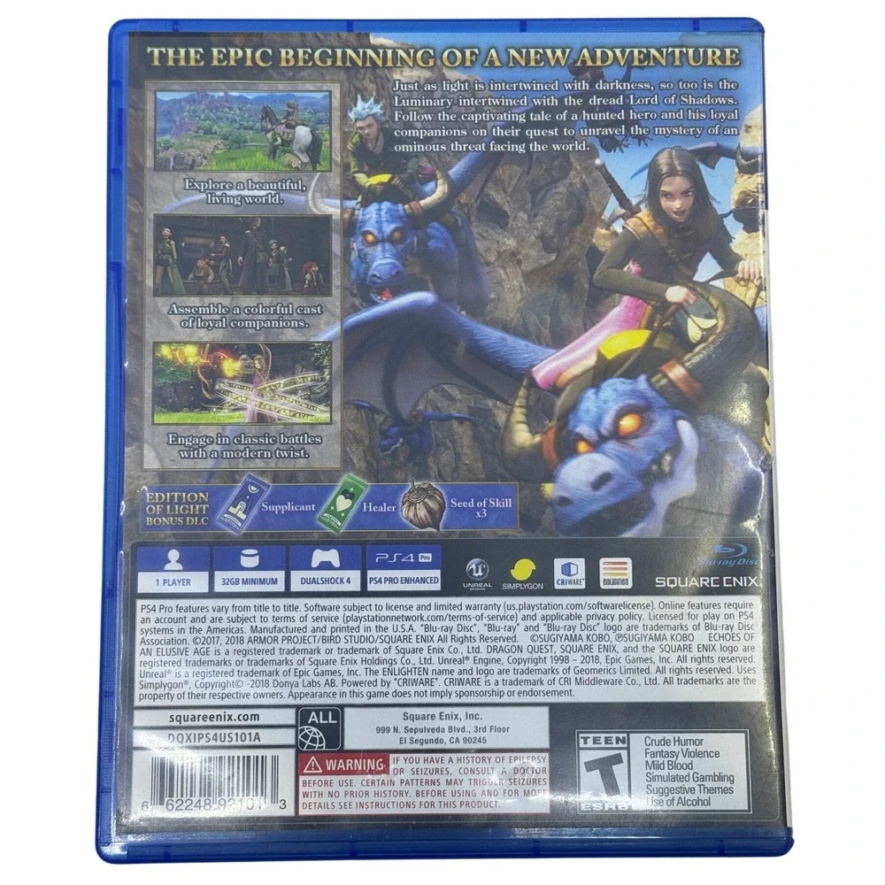 Dragon Quest XI Echoes of an Elusive Age Edition of Light PS4 Square Enix RPG